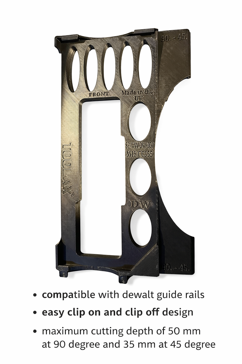 TOOLAX Skid Plate for Milwaukee M18 CCS55 – Compatible with DeWalt Guide Rails – Enables Accurate 45° & 90° Cuts