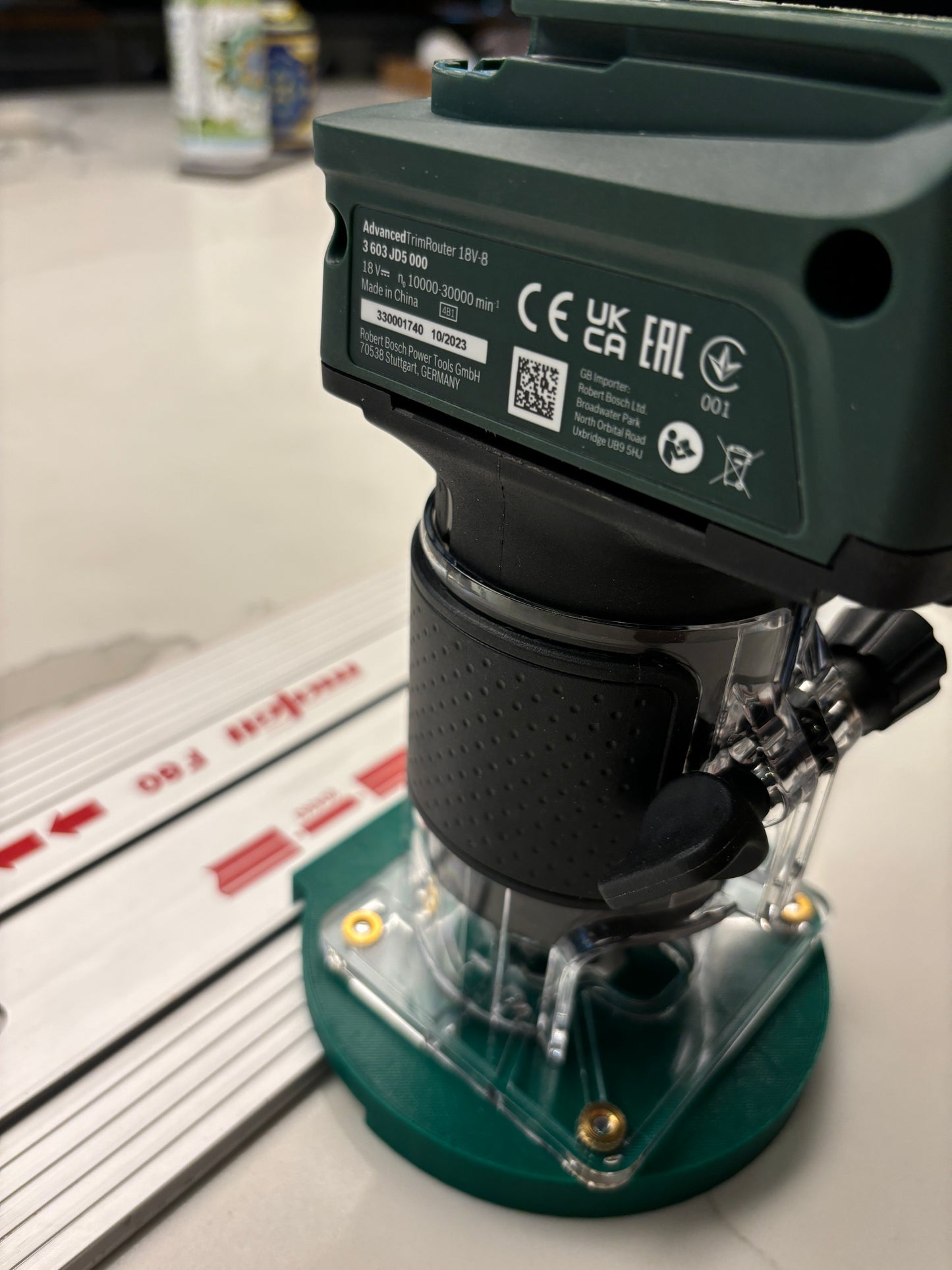 18V-8 Advanced Trim Router Plunge Base Guide Rail Adapter compatible with Mafell Track / Guide Rail