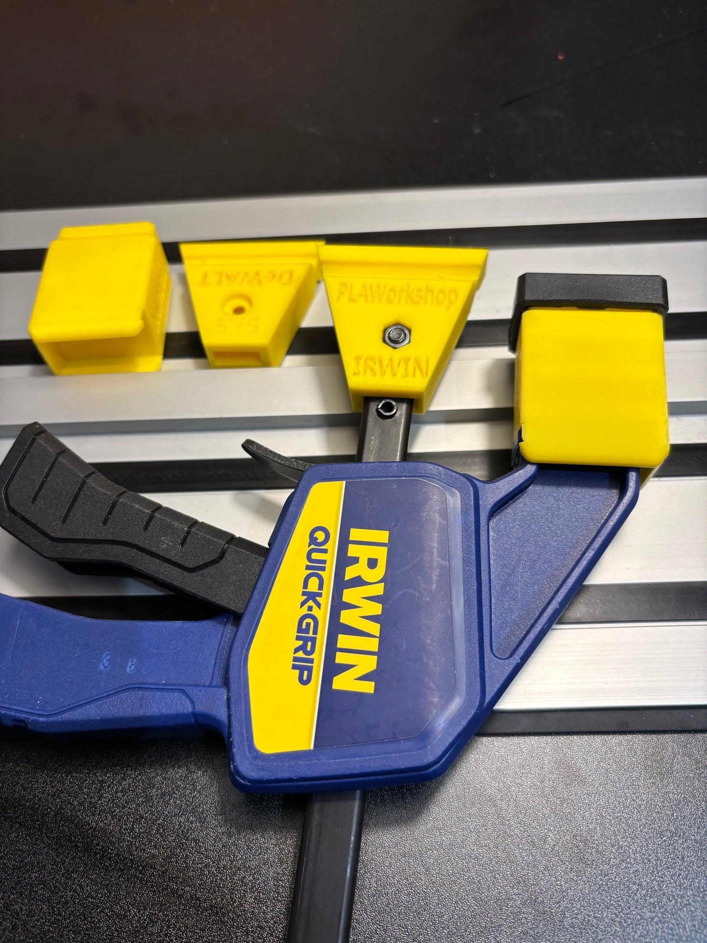Irwin Quick Grip Clamp Adaptor to fit Dewalt Guide Rail with Riser block- Works with the thinnest of materials - Pair 2x