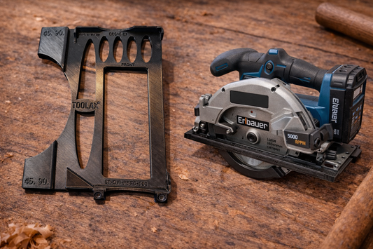 45° & 90° Cuts – TOOLAX Skid Plate for Erbauer ECS18-LI Circular Saw – Compatible with Evolution Guide Rails