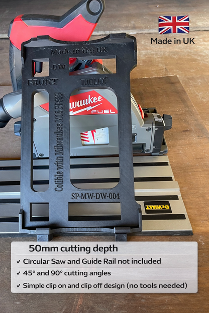 TOOLAX Guide Rail Adapter Base – Cut Perfect 45° & 90° Angles compatible with Milwaukee M18 FPS55 – Fits Dewalt Guide Rails