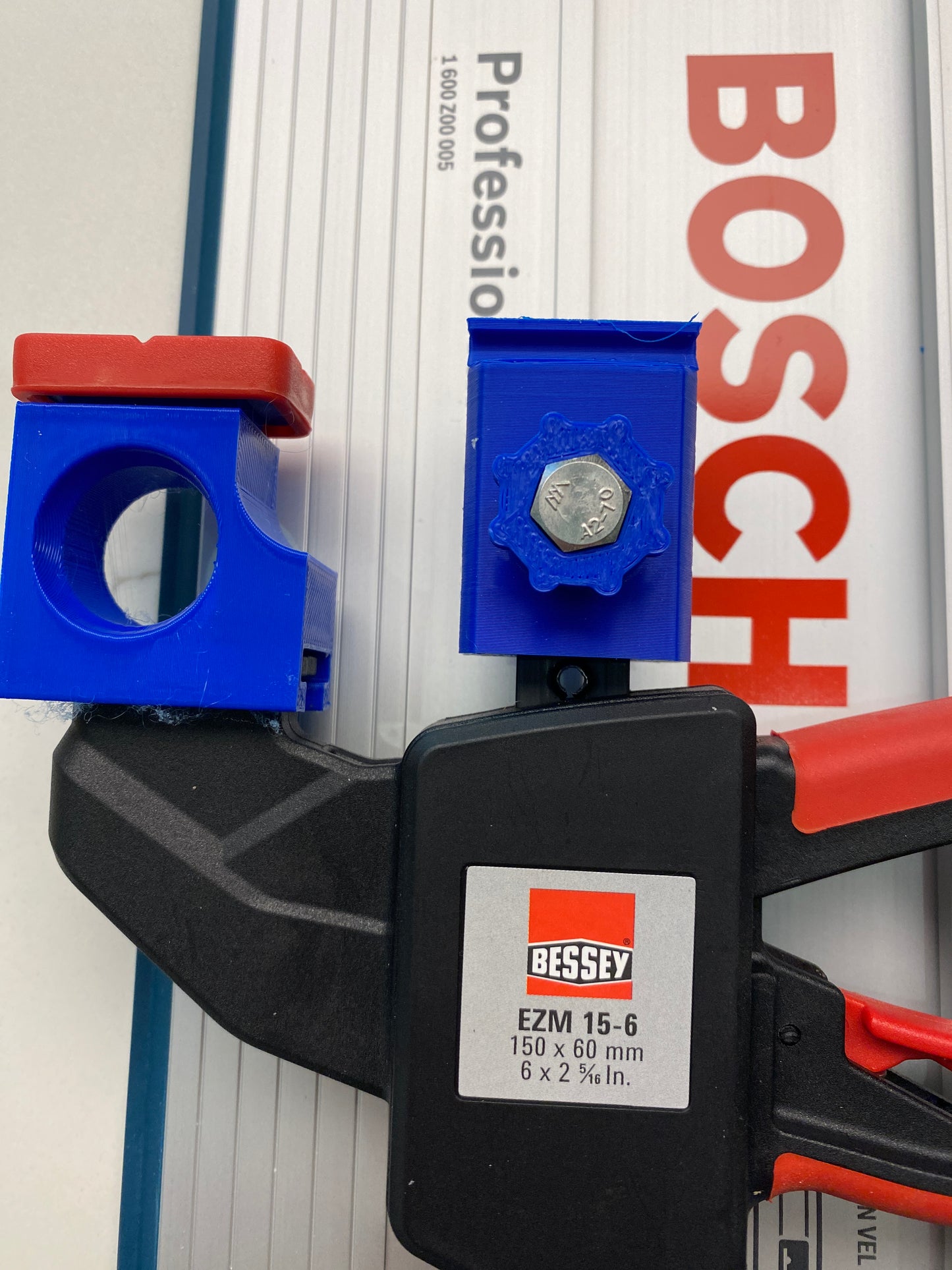 Bosch track Saw FSN guide rail clamp adaptor feet - to fit Bessey Clamp