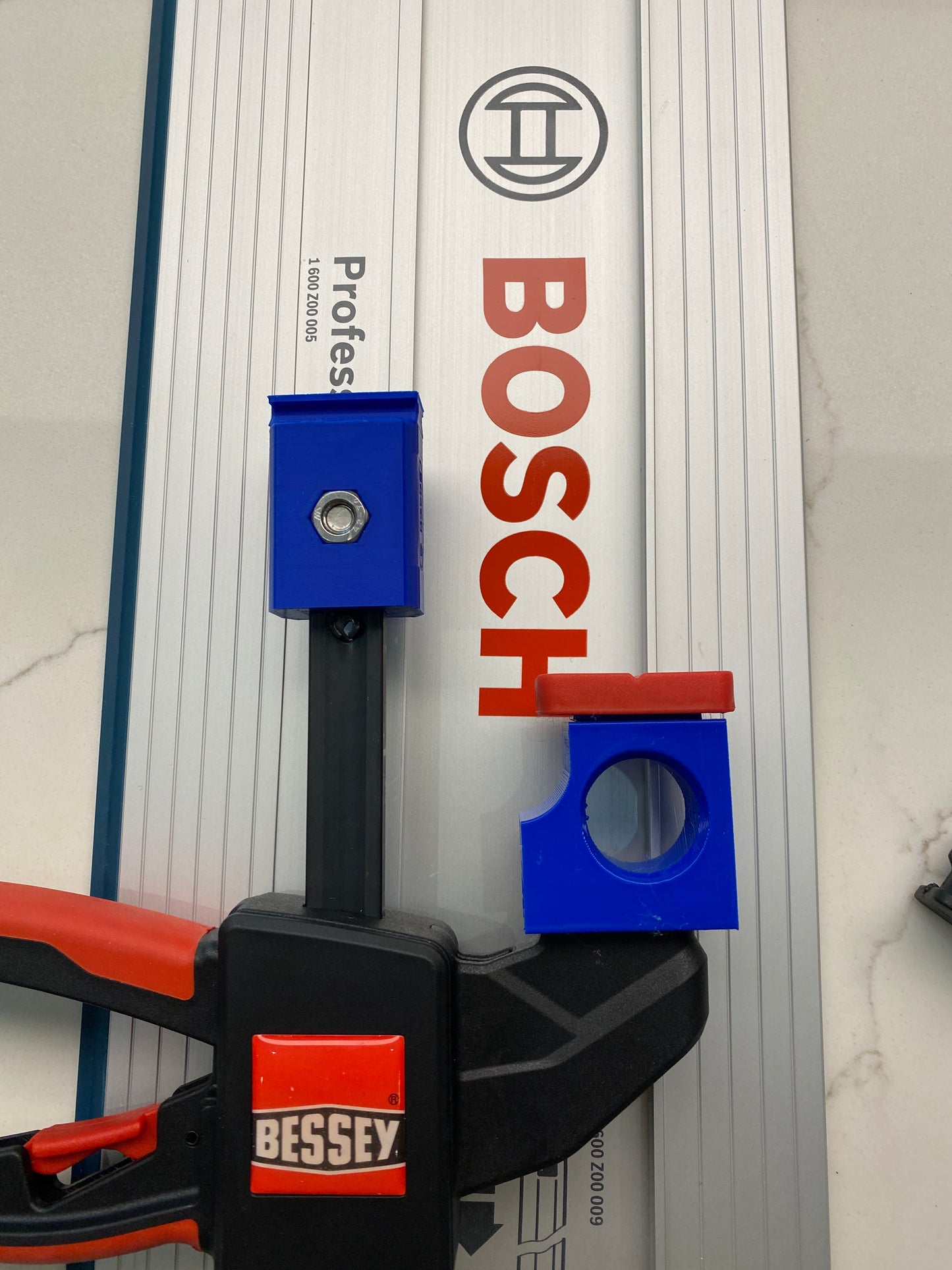 Bosch track Saw FSN guide rail clamp adaptor feet - to fit Bessey Clamp