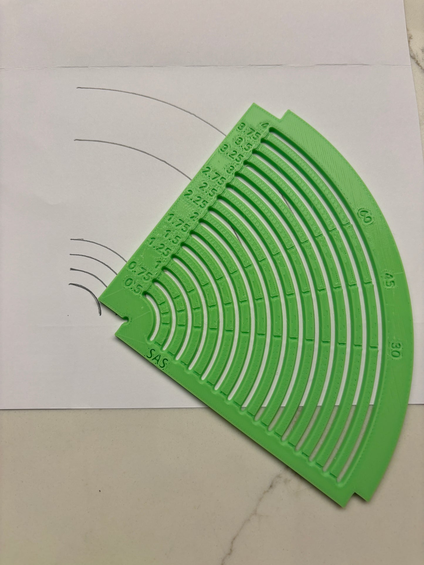 90 degree Arc Quarter Circle Woodworking Marking Template