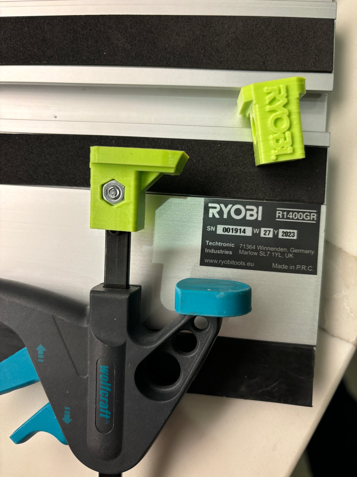 Ryobi track Saw FSN guide rail clamp feet - to fit Wolfcraft clamp (PK-2)