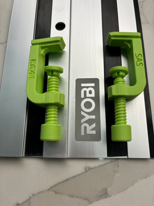 All in One Clamp G Style - Pair to fit Ryobi track saw guide rail - Complete