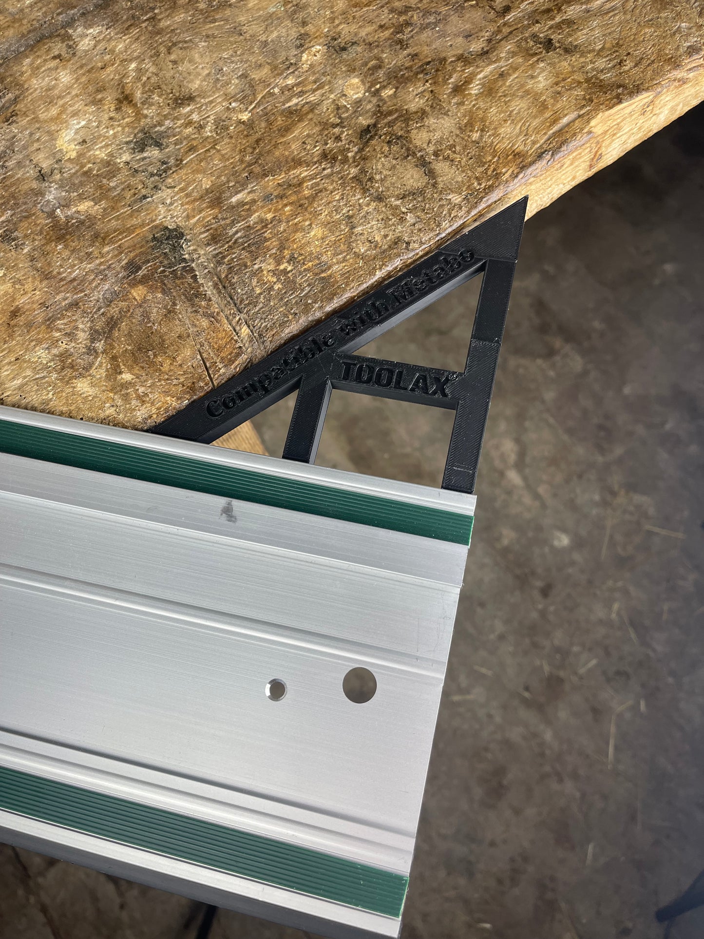 TOOLAX Large Guide Rail Square with 45 & 90 Degree Stops to fit Metabo Rail