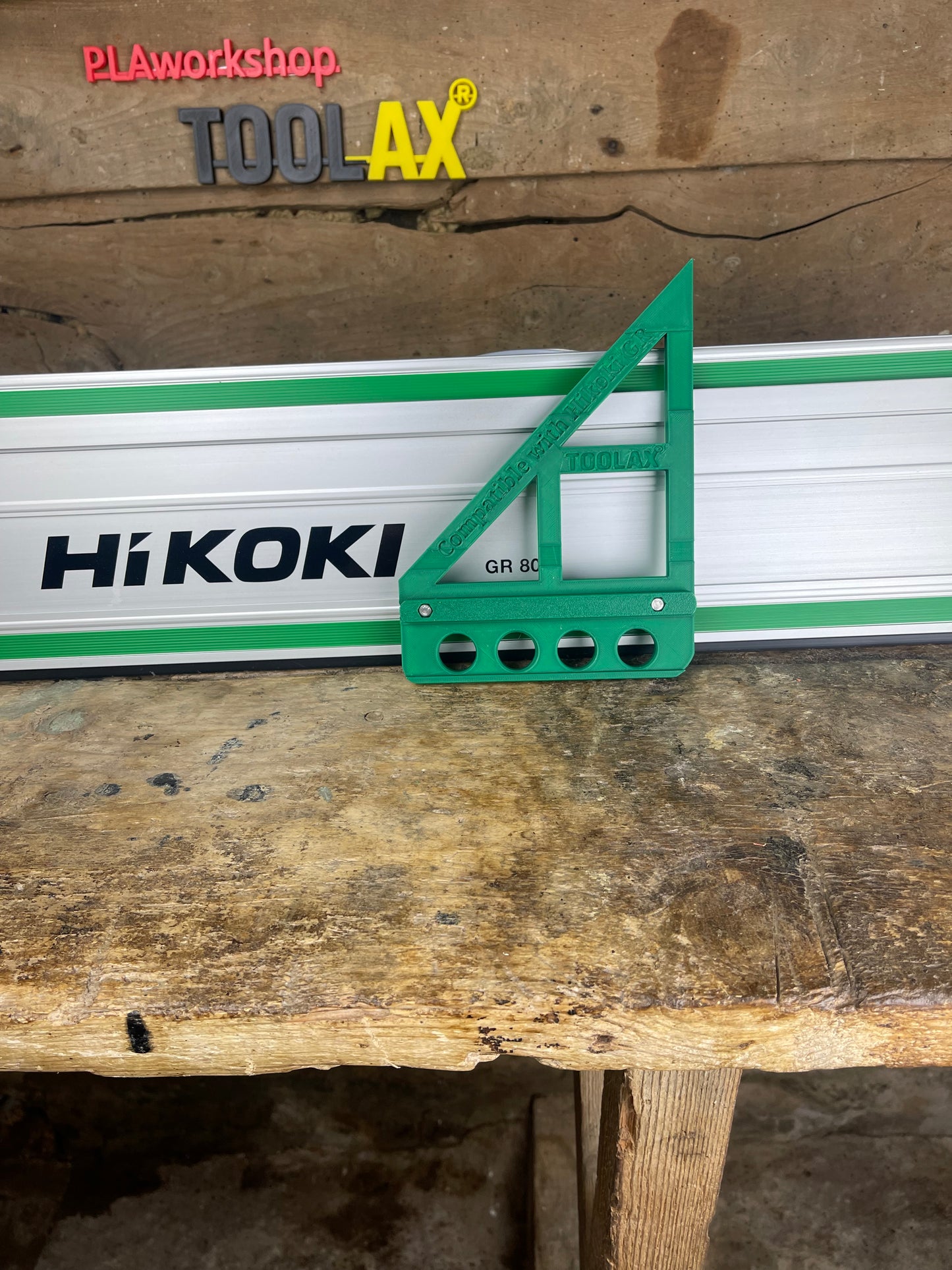 TOOLAX Large Guide Rail Square with 45 & 90 Degree Stops to fit Hikoki Rail