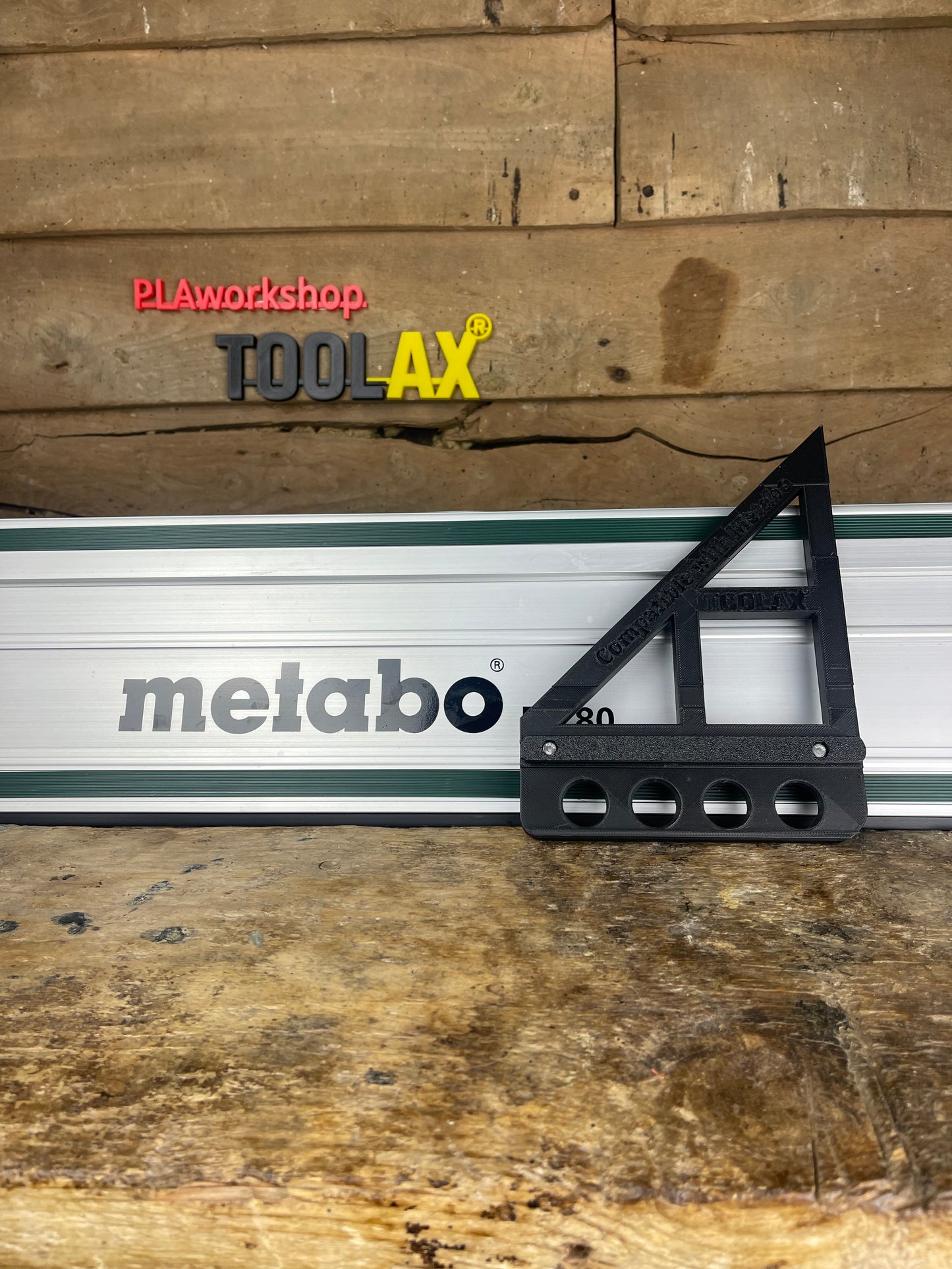 TOOLAX Large Guide Rail Square with 45 & 90 Degree Stops to fit Metabo Rail