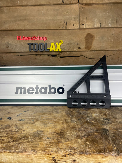 TOOLAX Large Guide Rail Square with 45 & 90 Degree Stops to fit Metabo Rail