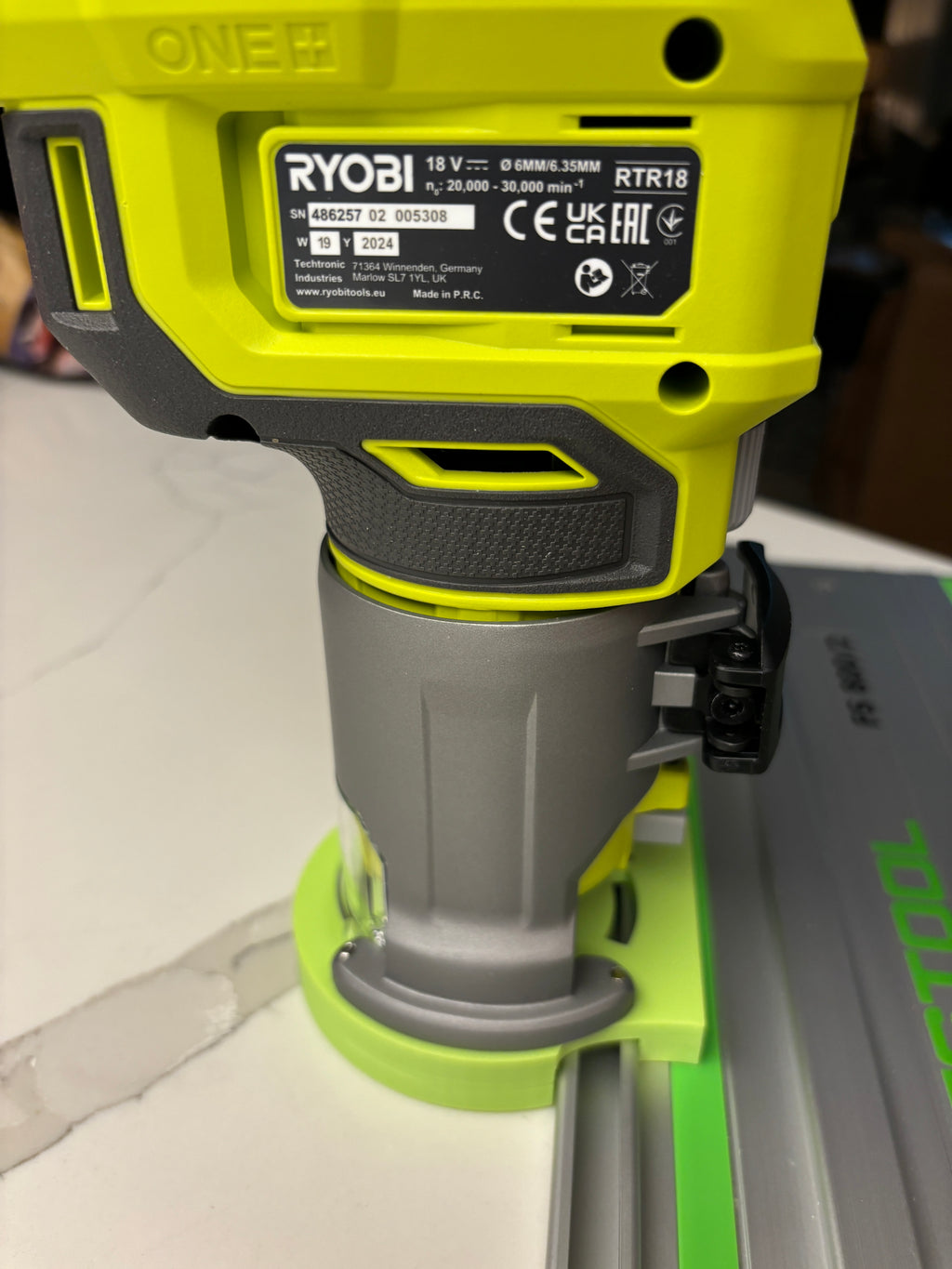 Ryobi RTR18 RTR18C R18TR P601 Plunge Base Guide Rail Adaptor to Festool Guide Track