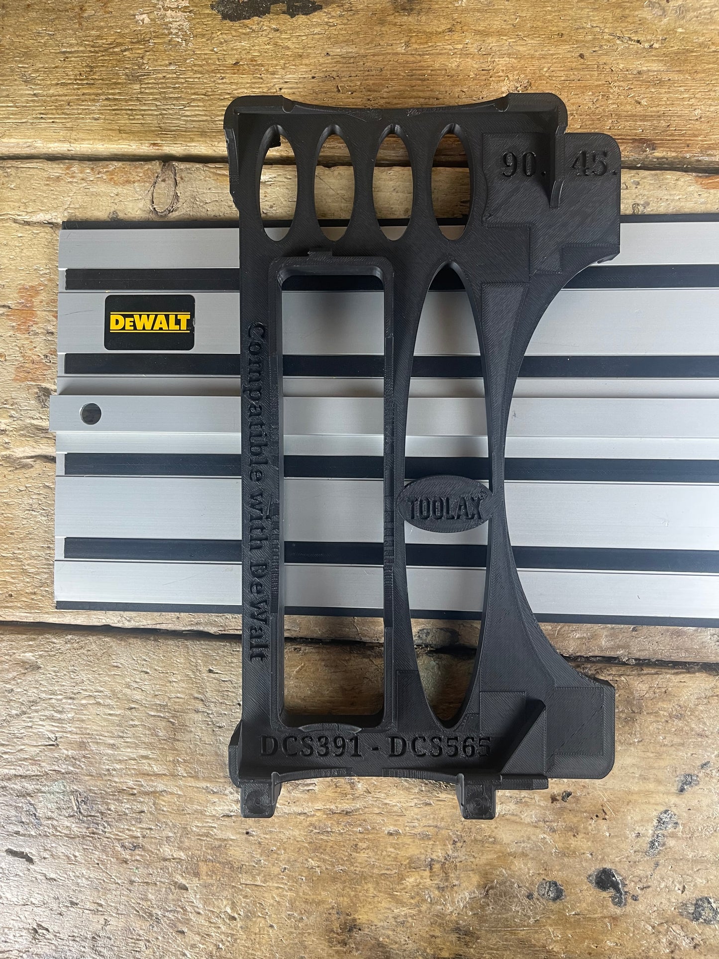 TOOLAX Guide Rail Adapter Base – Cut Perfect 45° & 90° Angles compatible with Dewalt Circular Saws DCS391 & DCS565  – for Dewalt Guide Rails