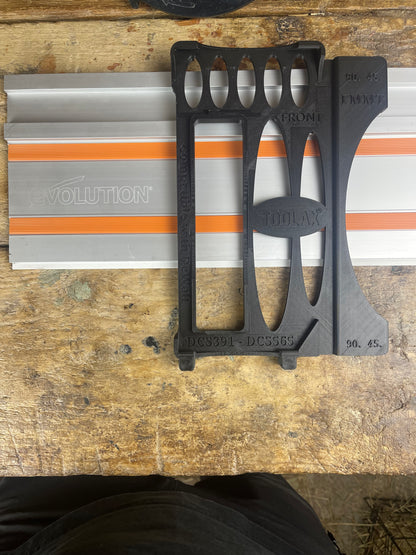 TOOLAX Guide Rail Adapter Base – Cut Perfect 45° & 90° Angles compatible with Dewalt Circular Saws DCS391 & DCS565  – for Evolution Guide Rails