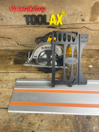 TOOLAX Guide Rail Adapter Base – Cut Perfect 45° & 90° Angles compatible with Dewalt Circular Saws DCS391 & DCS565  – for Evolution Guide Rails