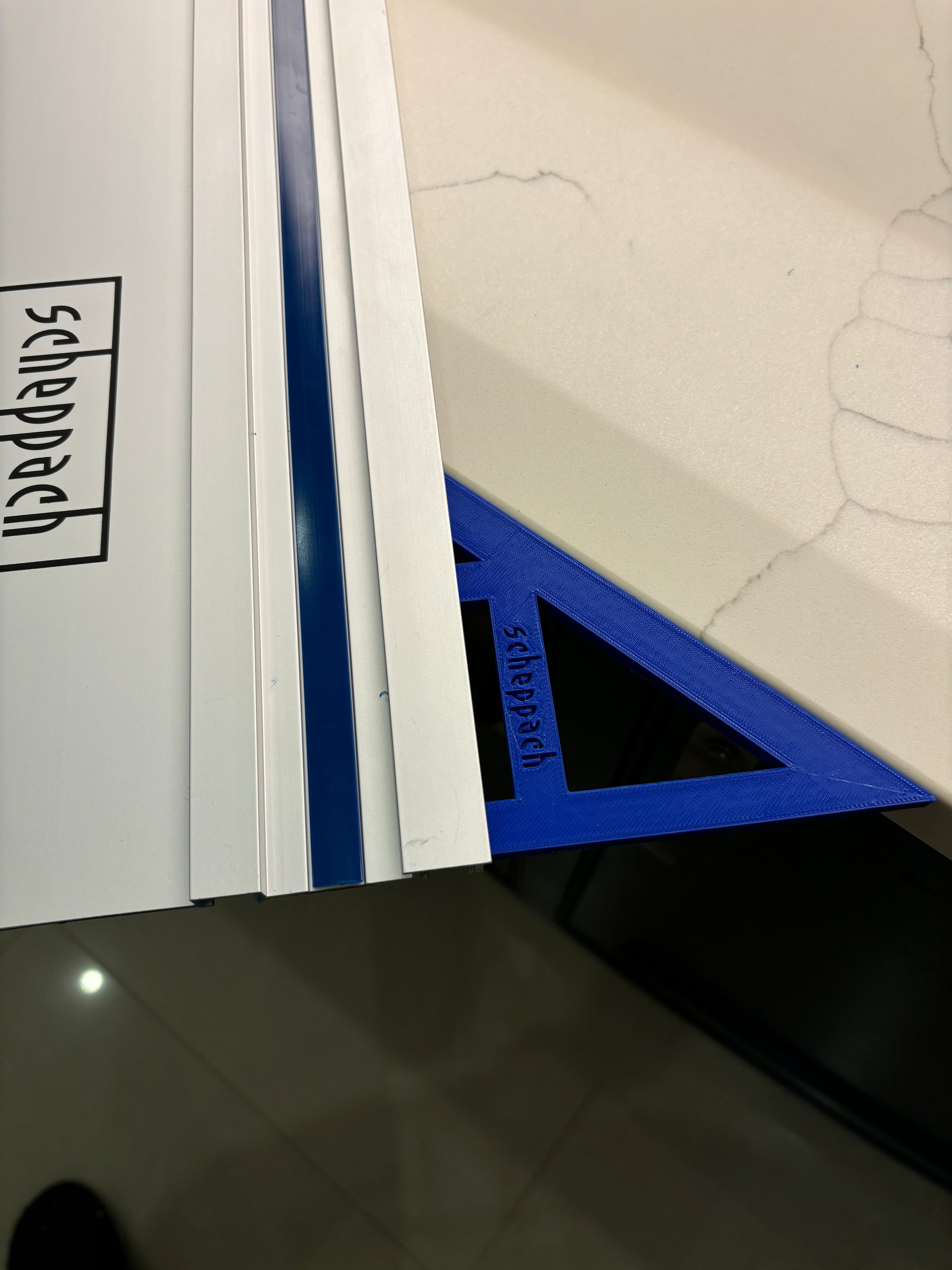 TOOLAX Large Guide Rail Square with 45 & 90 Degree Stops to fit Scheppach Rail