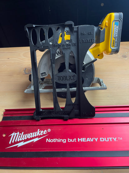 TOOLAX Guide Rail Adapter Base – Cut Perfect 45° & 90° Angles compatible with Dewalt Circular Saws DCS391 & DCS565 – for Milwaukee Guide Rails