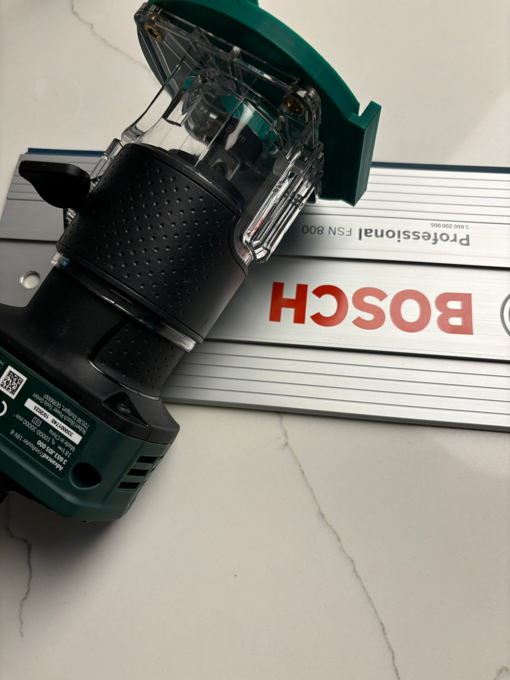 18V-8 Advanced Trim Router Plunge Base compatible with Bosch