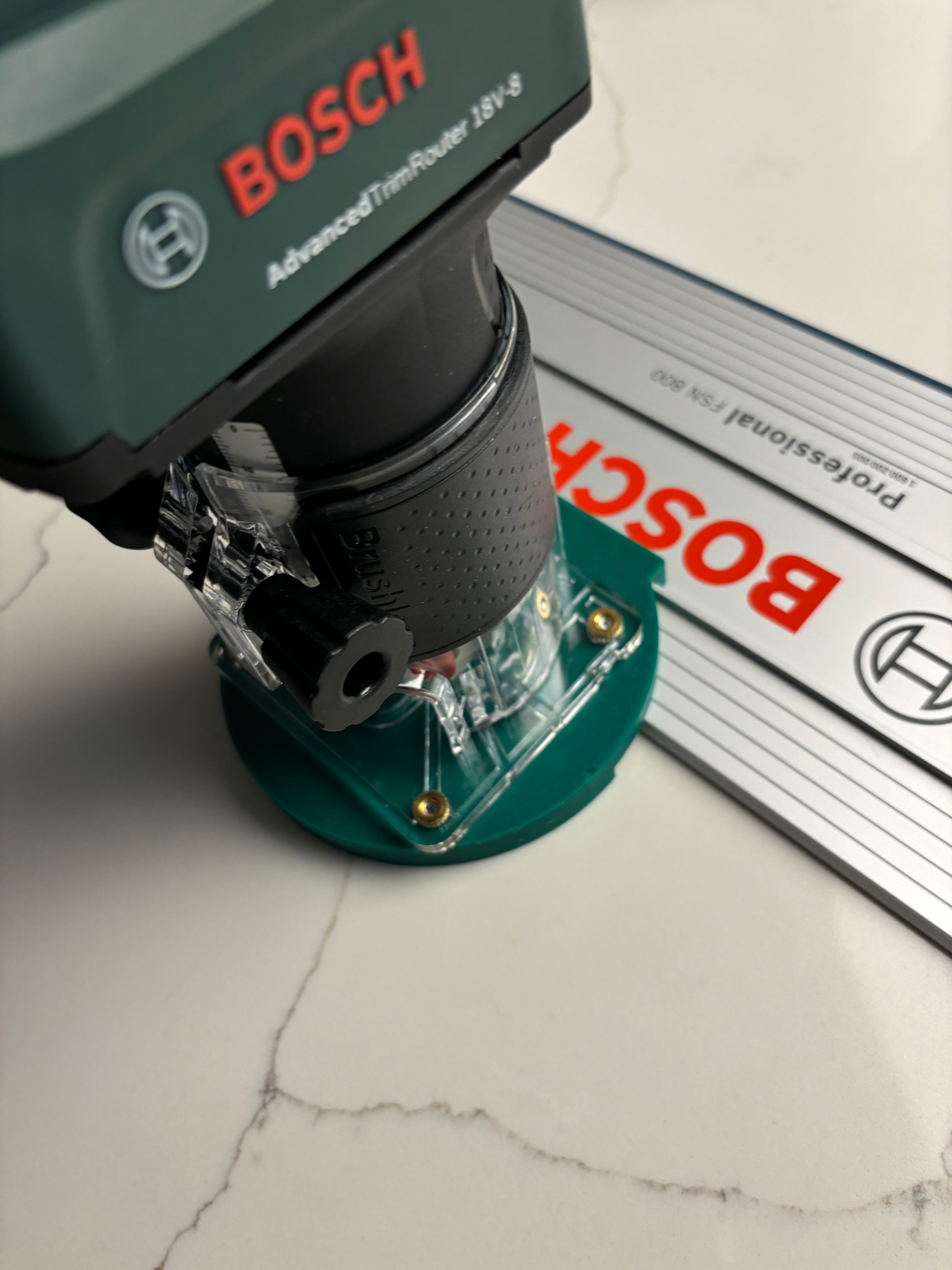 18V-8 Advanced Trim Router Plunge Base compatible with Bosch