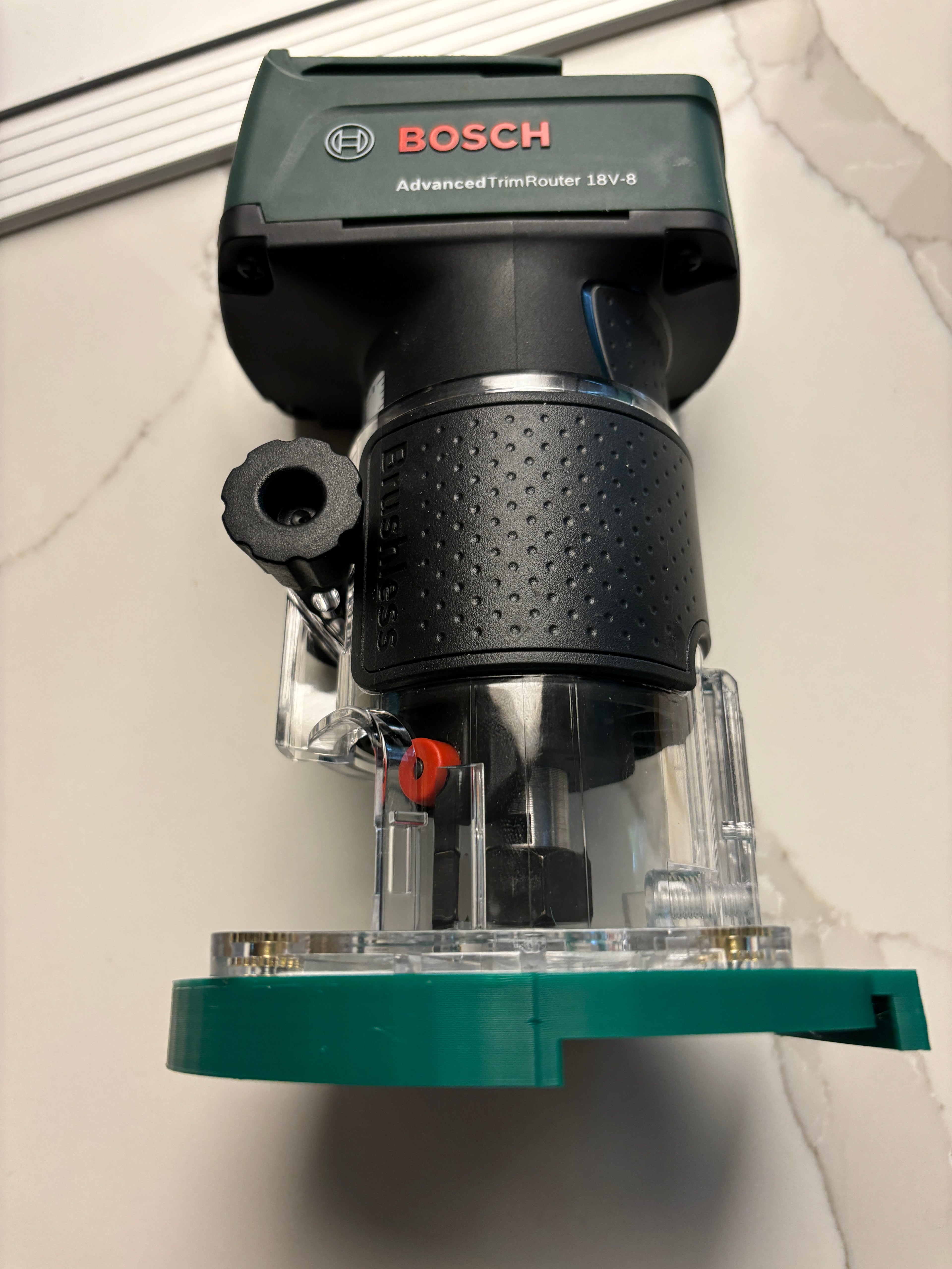 18V-8 Advanced Trim Router Plunge Base compatible with Bosch