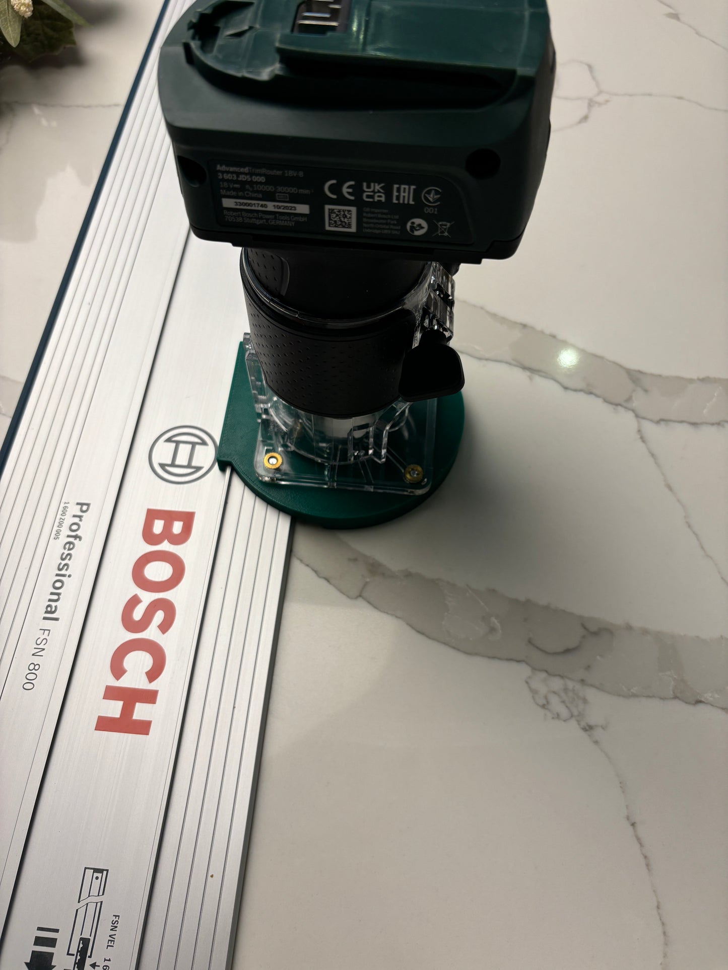 Bosch 18V-8 Advanced Trim Router Plunge Base Guide Rail Adapter to Bosch Track