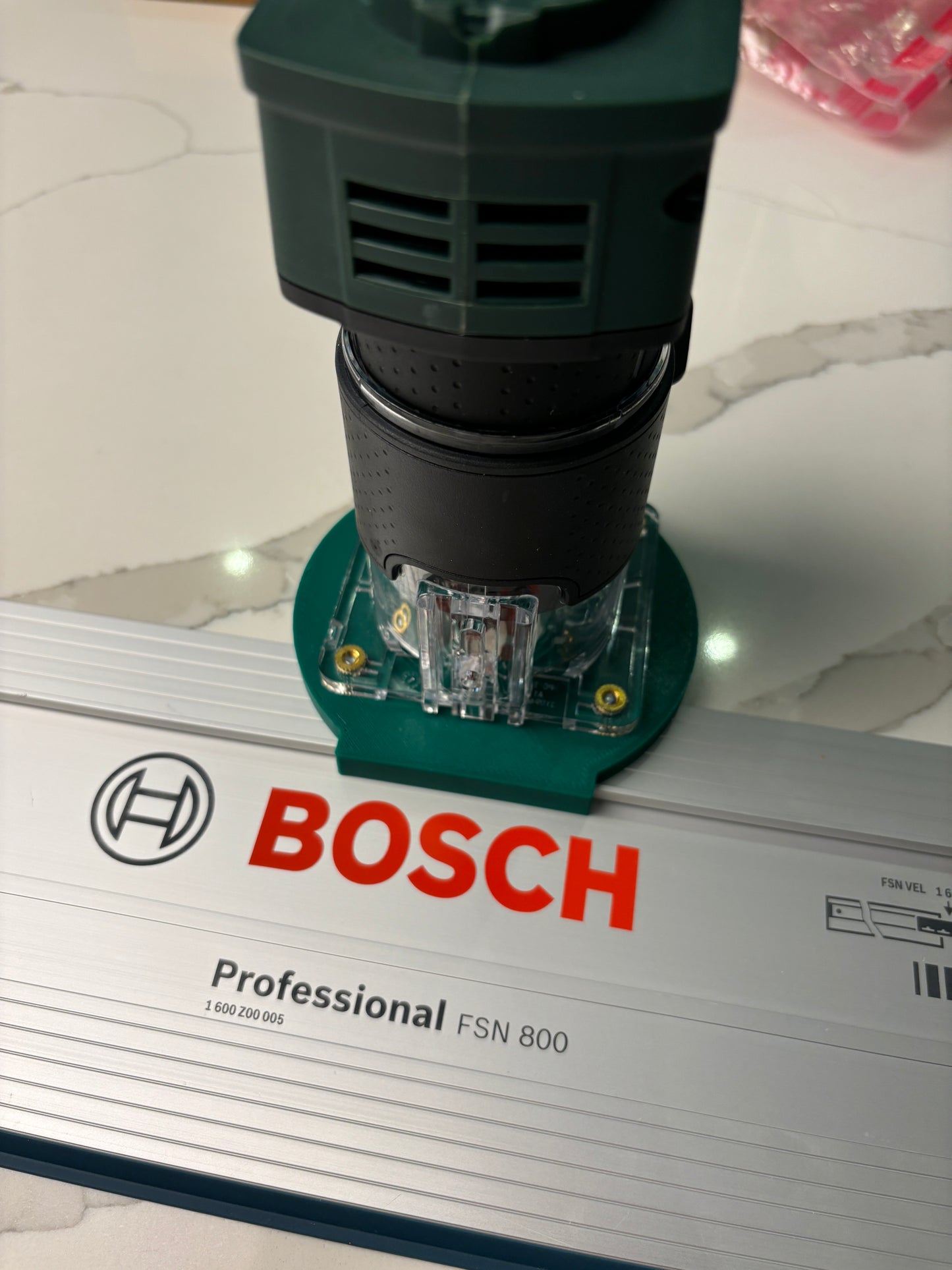 Bosch 18V-8 Advanced Trim Router Plunge Base Guide Rail Adapter to Bosch Track