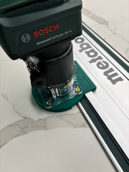 Bosch 18V-8 Advanced Trim Router Plunge Base Guide Rail Adapter to Metabo Track / Guide Rail