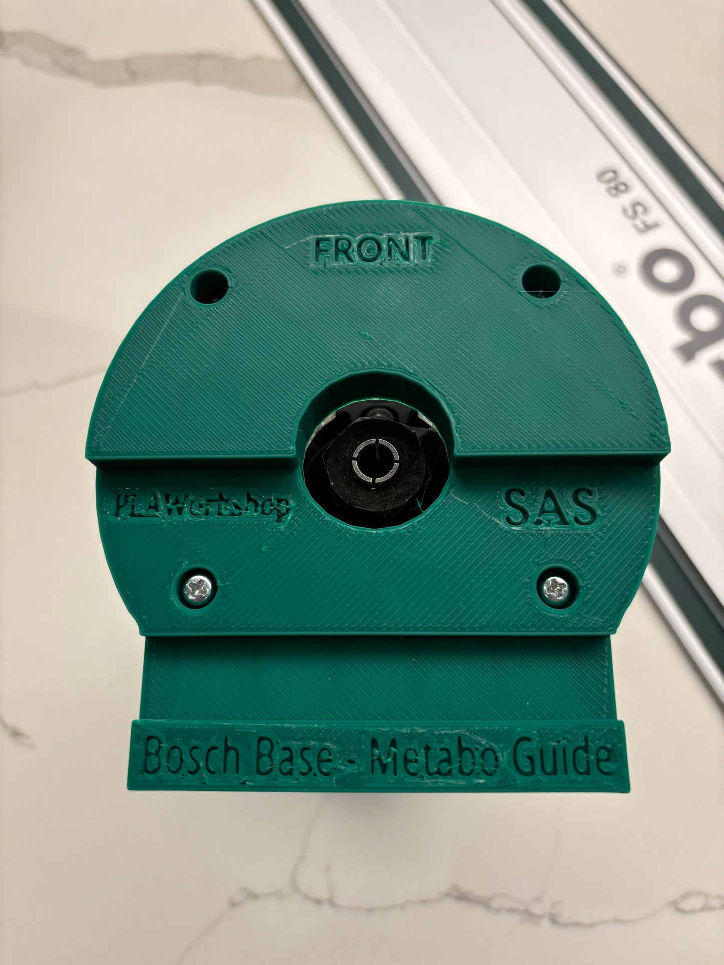 Bosch 18V-8 Advanced Trim Router Plunge Base Guide Rail Adapter to Metabo Track / Guide Rail