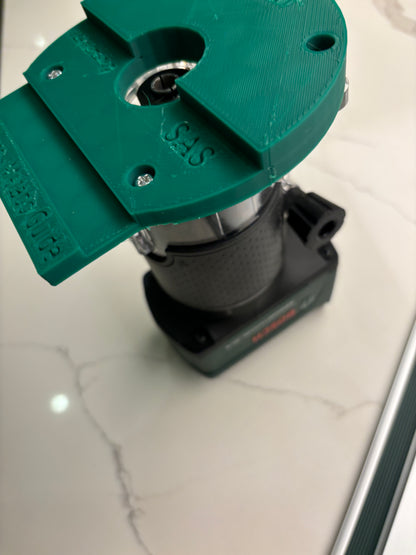 Bosch 18V-8 Advanced Trim Router Plunge Base Guide Rail Adapter to Metabo Track / Guide Rail