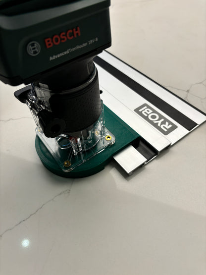 Bosch 18V-8 Advanced Trim Router Plunge Base Guide Rail Adapter to Ryobi Track / Guide Rail