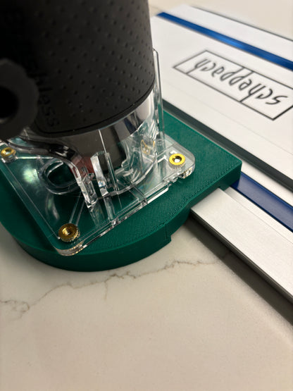 Bosch 18V-8 Advanced Trim Router Plunge Base Guide Rail Adapter to Scheppach Track / Guide Rail