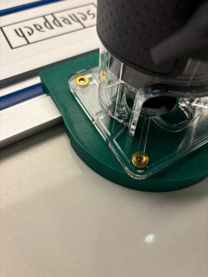 Bosch 18V-8 Advanced Trim Router Plunge Base Guide Rail Adapter to Scheppach Track / Guide Rail