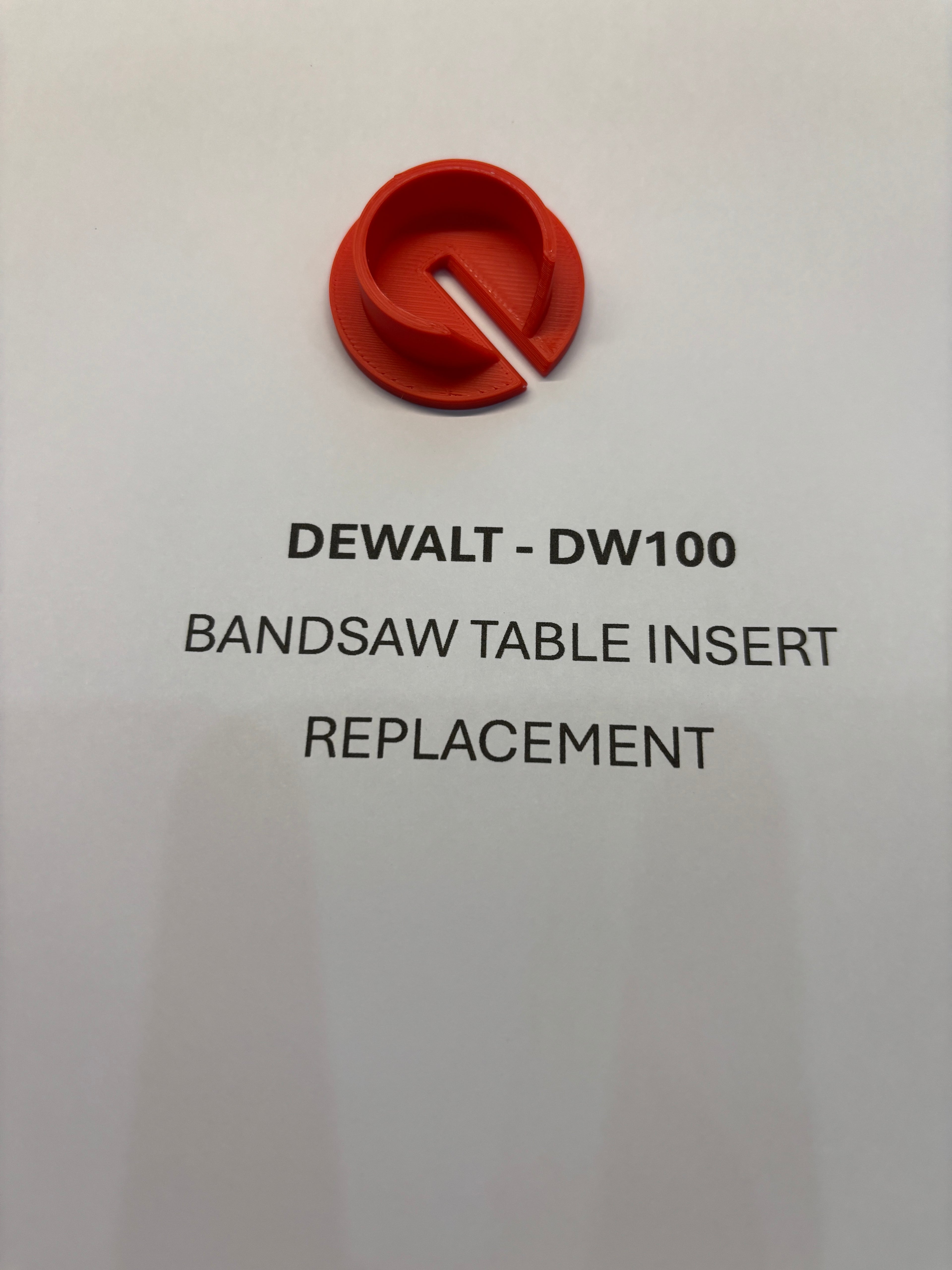 Replacement Bandsaw Table Insert to fit Dewalt DW100