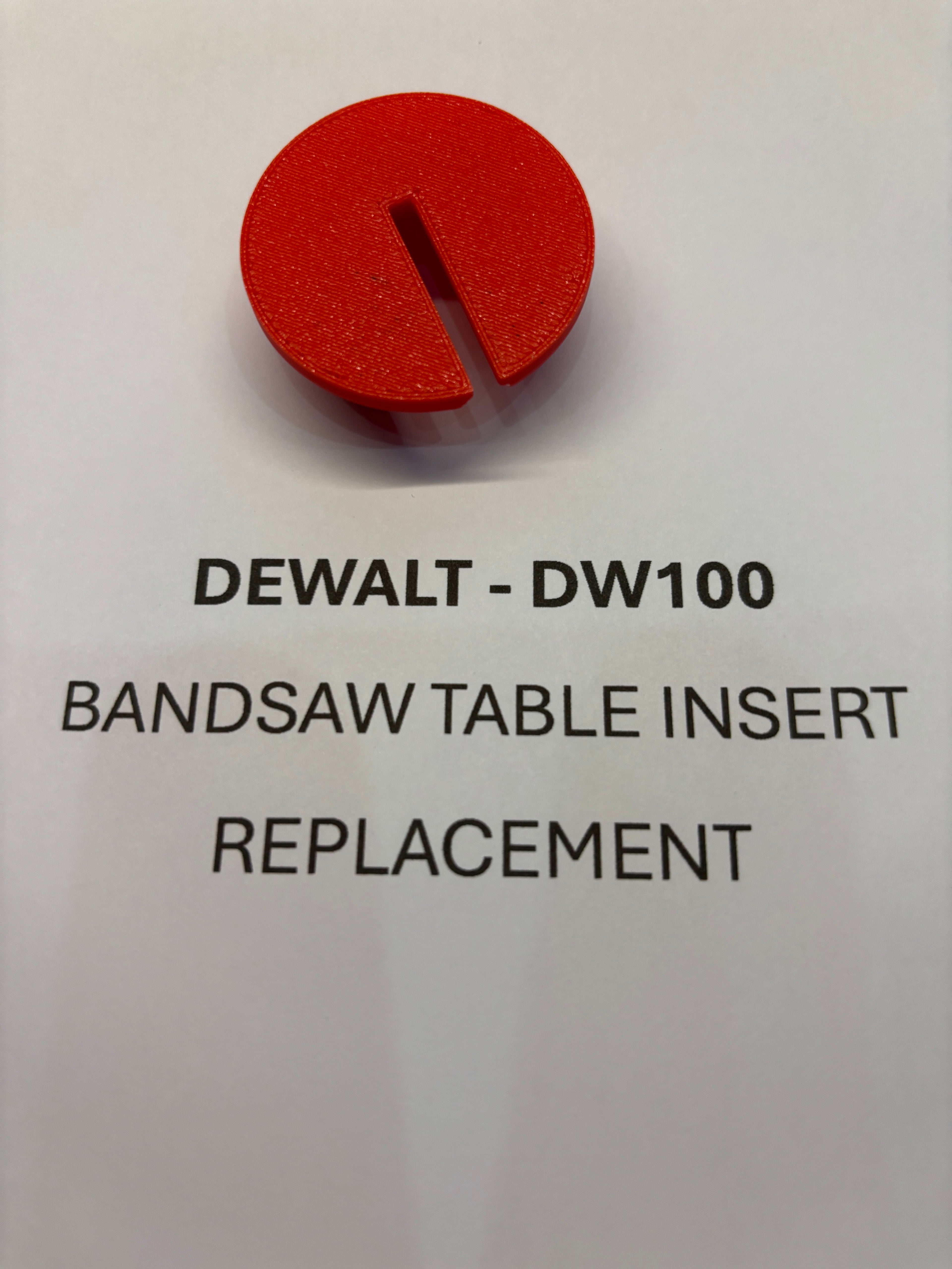 Replacement Bandsaw Table Insert to fit Dewalt DW100