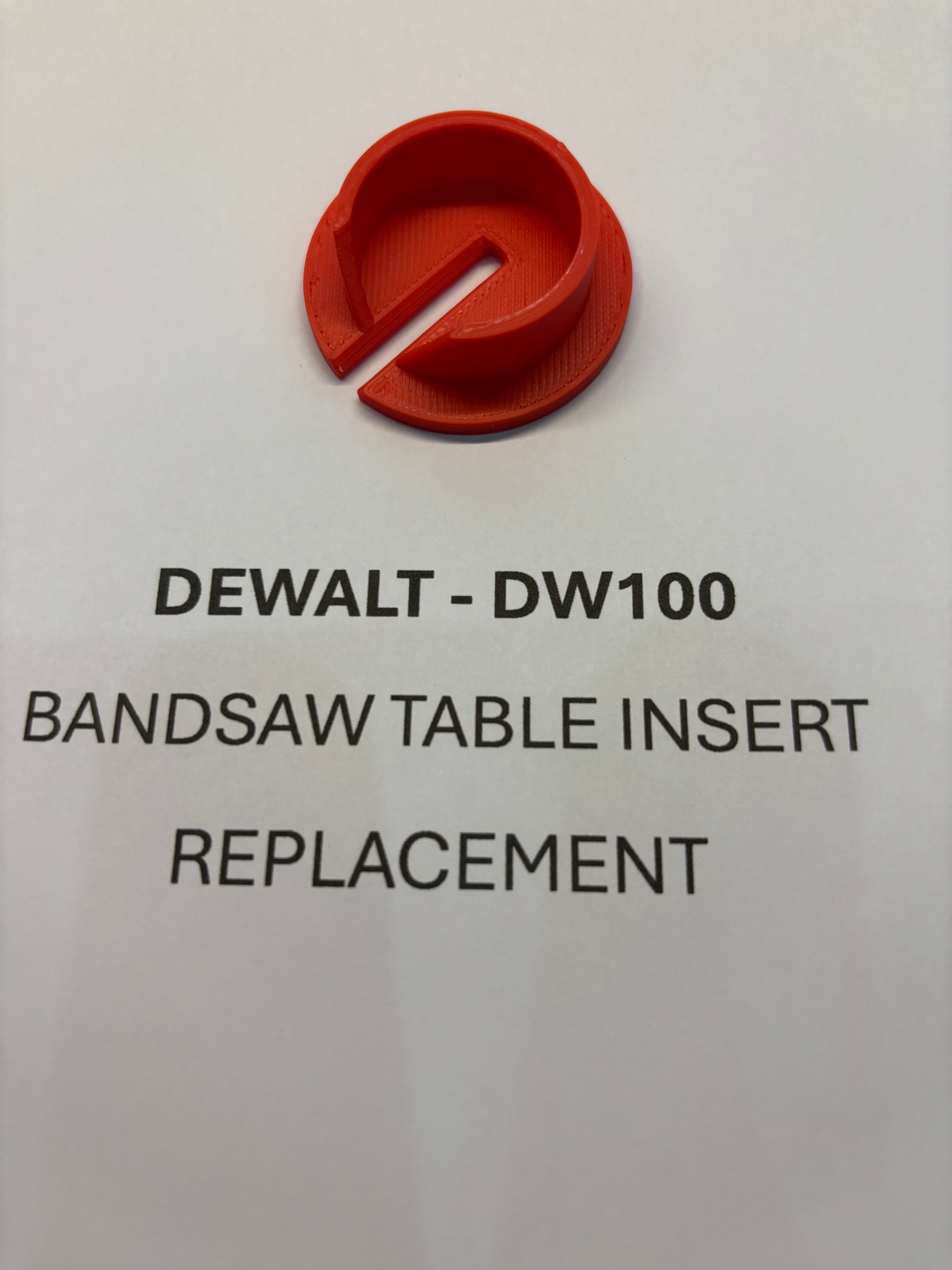 Replacement Bandsaw Table Insert to fit Dewalt DW100