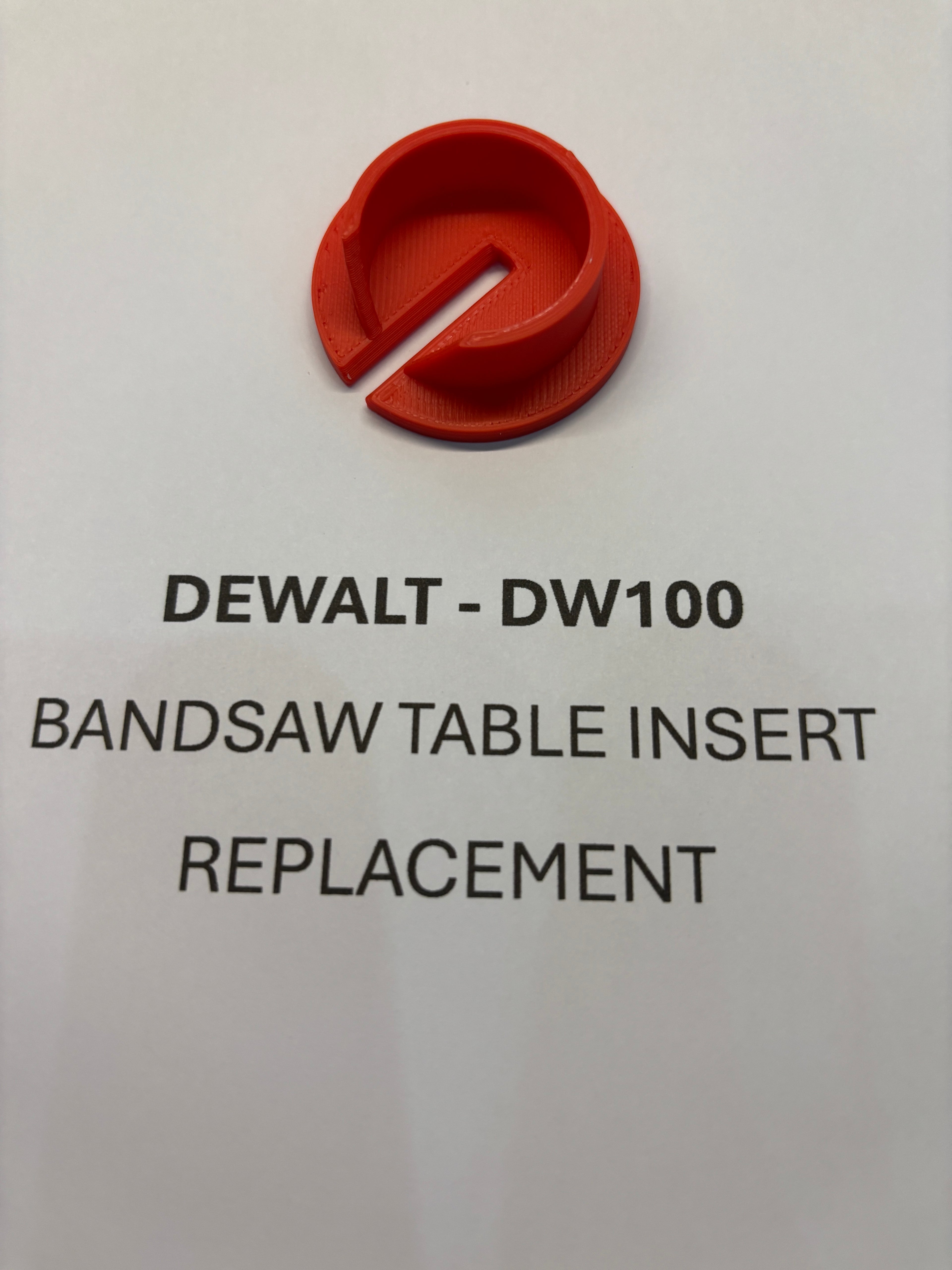 Replacement Bandsaw Table Insert to fit Dewalt DW100