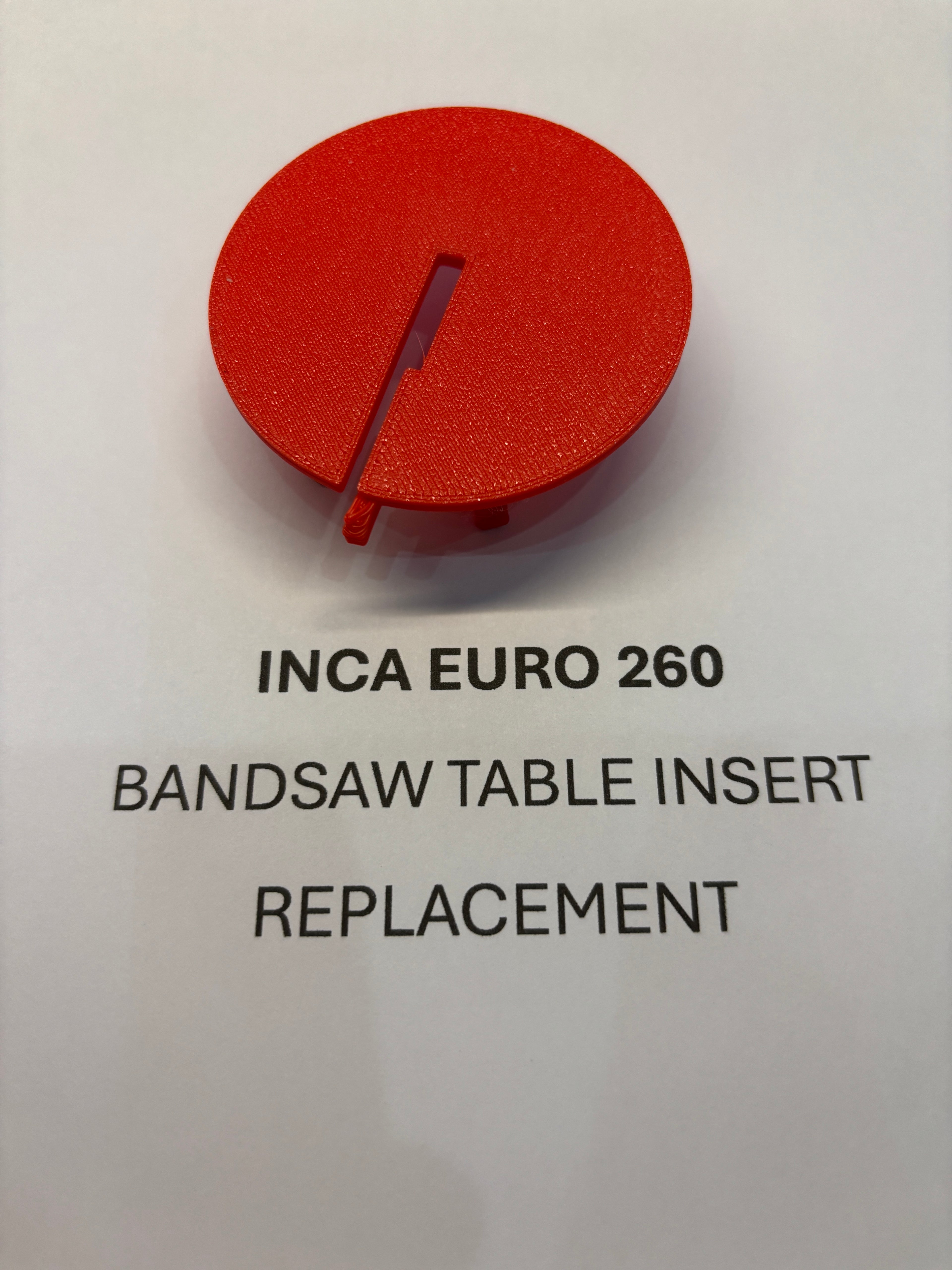 Replacement Bandsaw Table Insert to fit INCA EURO 260