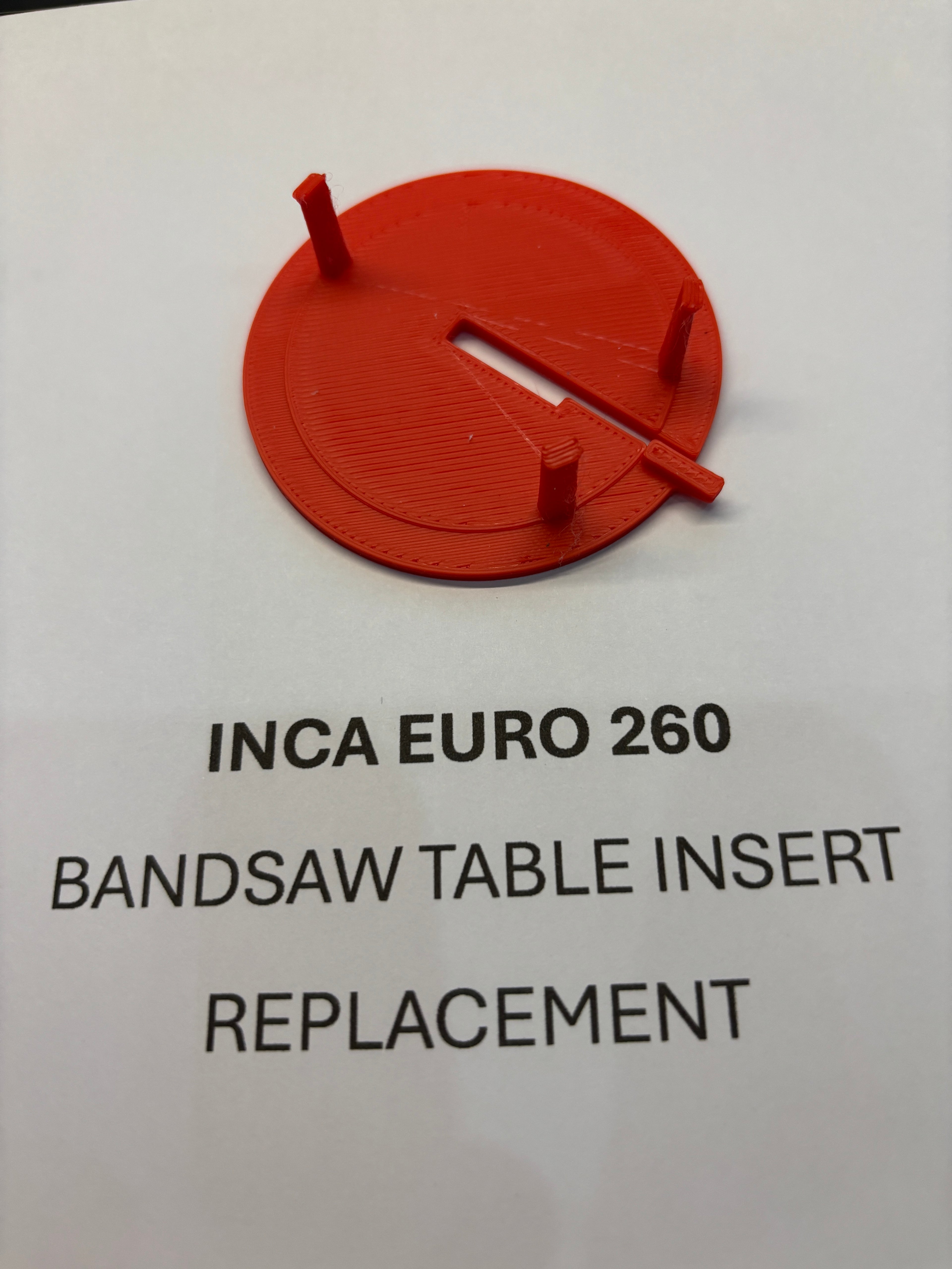 Replacement Bandsaw Table Insert to fit INCA EURO 260