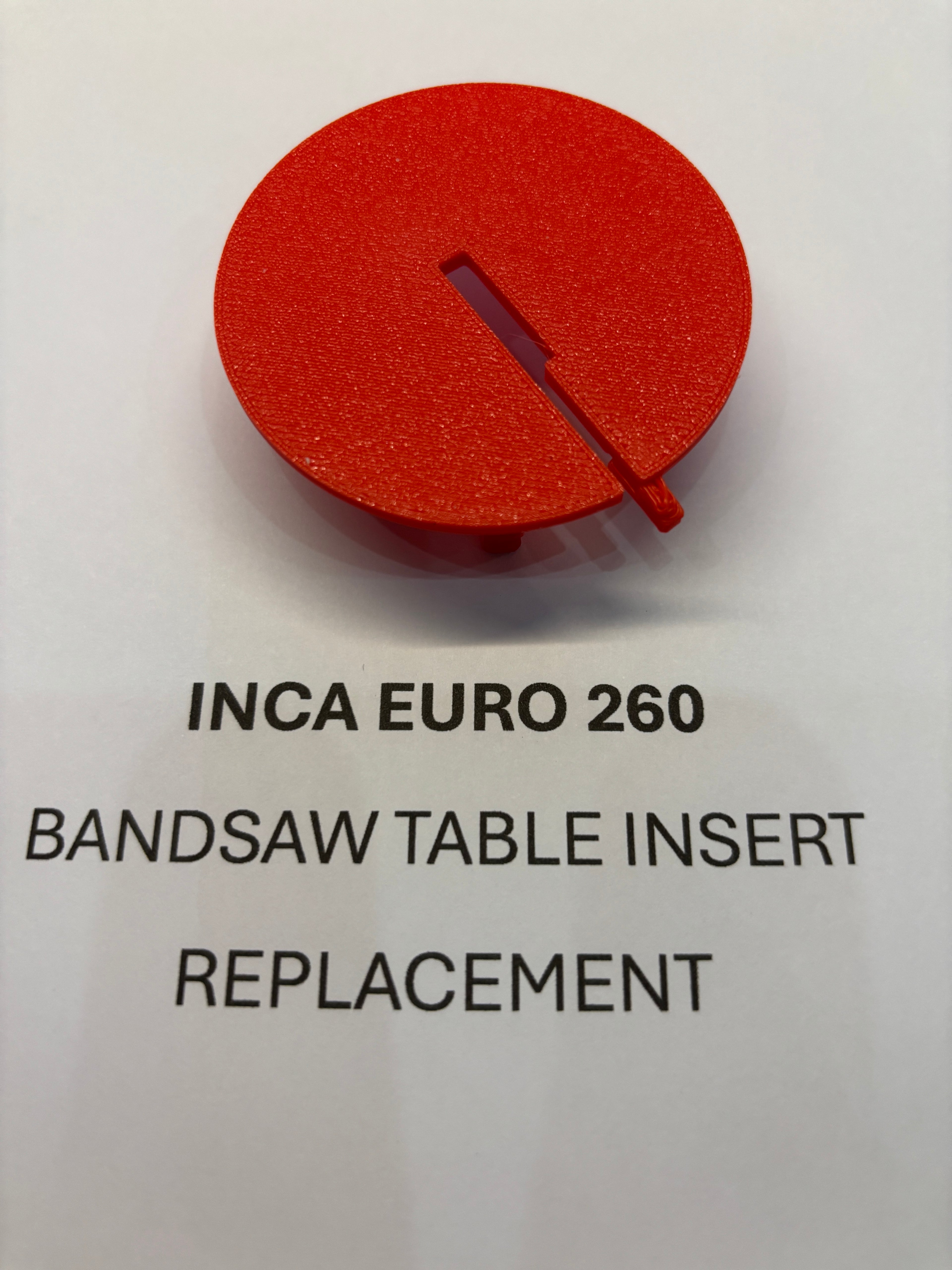Replacement Bandsaw Table Insert to fit INCA EURO 260