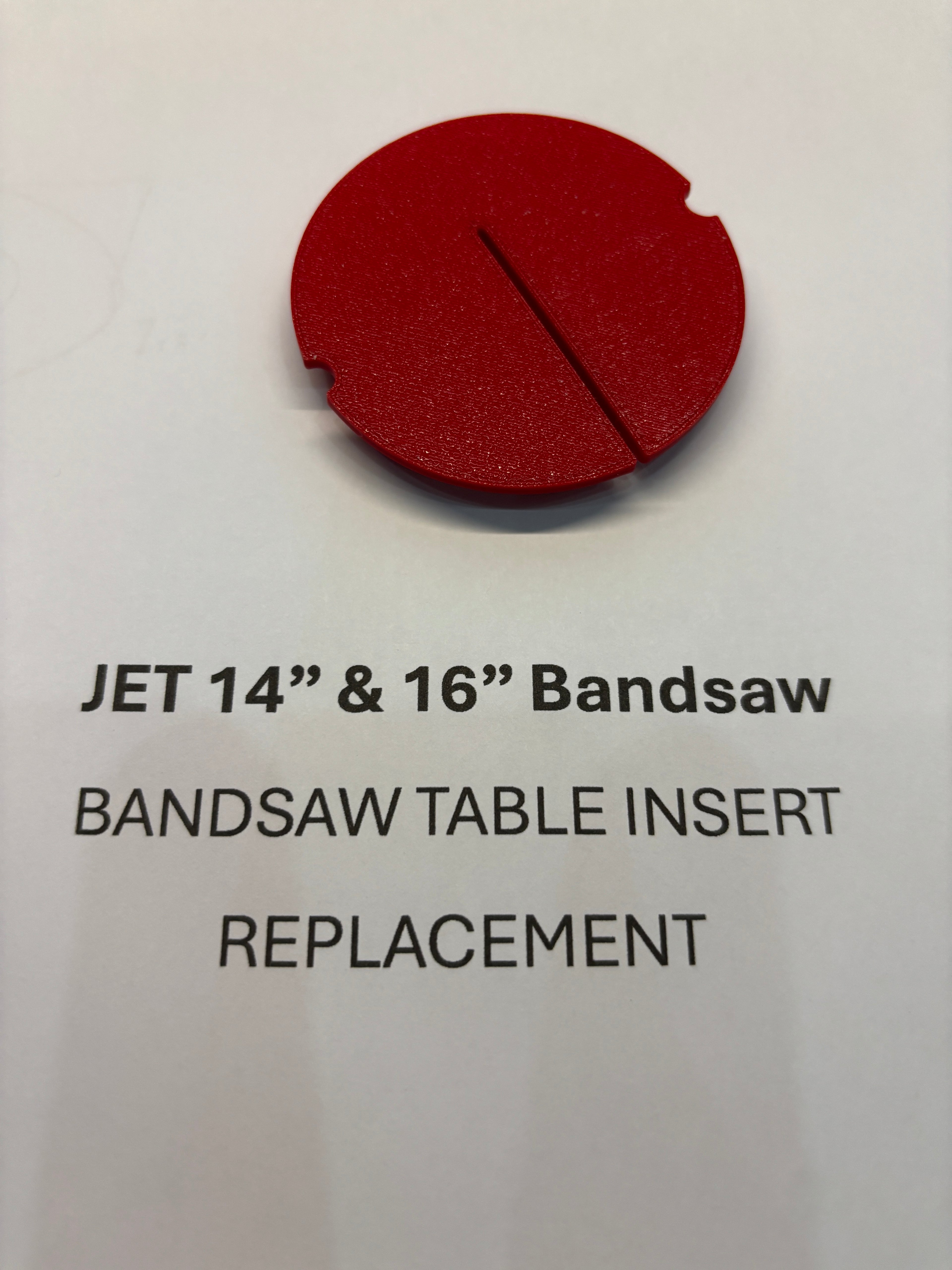 Replacement Bandsaw Table Insert to fit JET 14" and 16"
