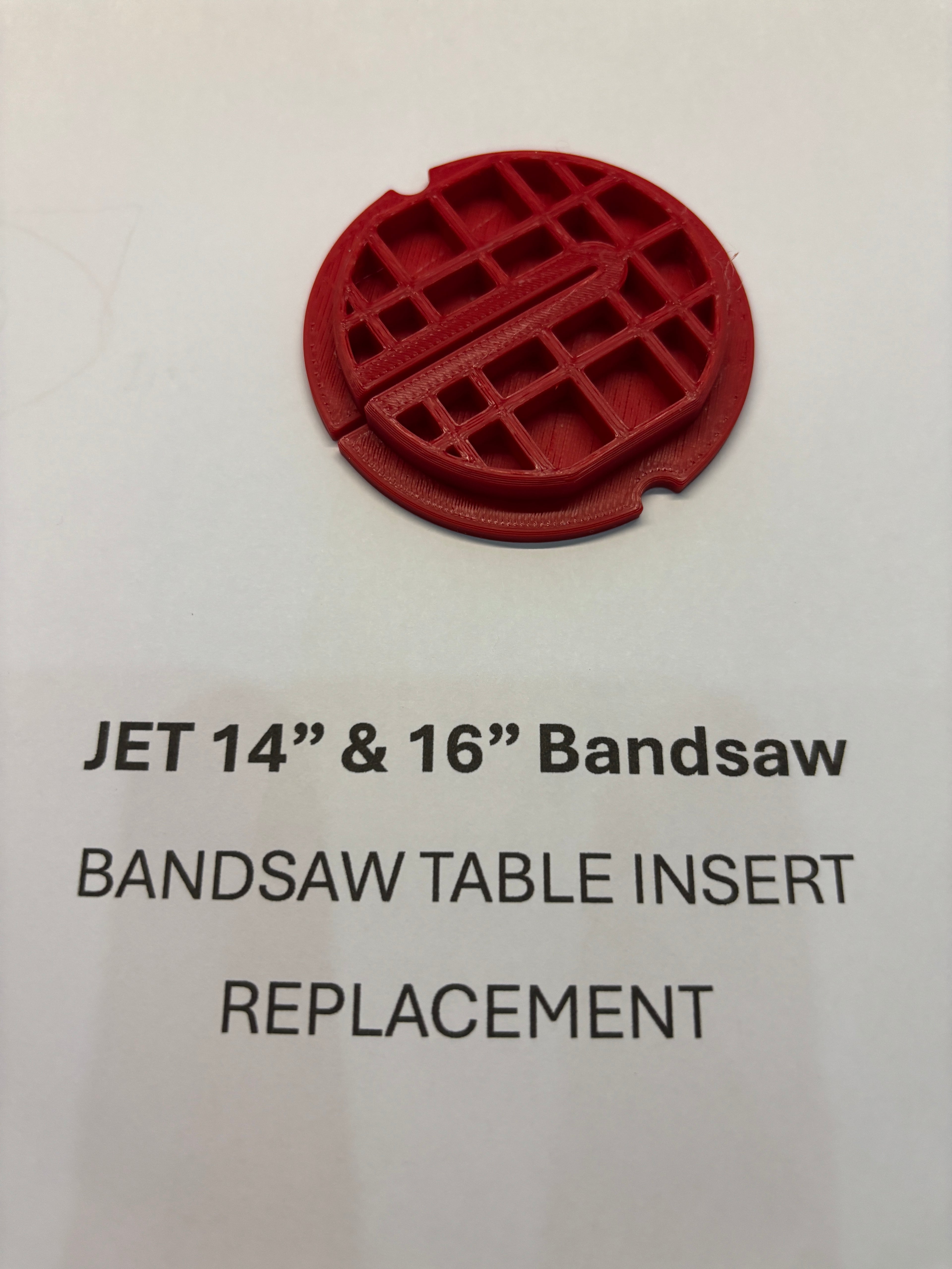 Replacement Bandsaw Table Insert to fit JET 14" and 16"