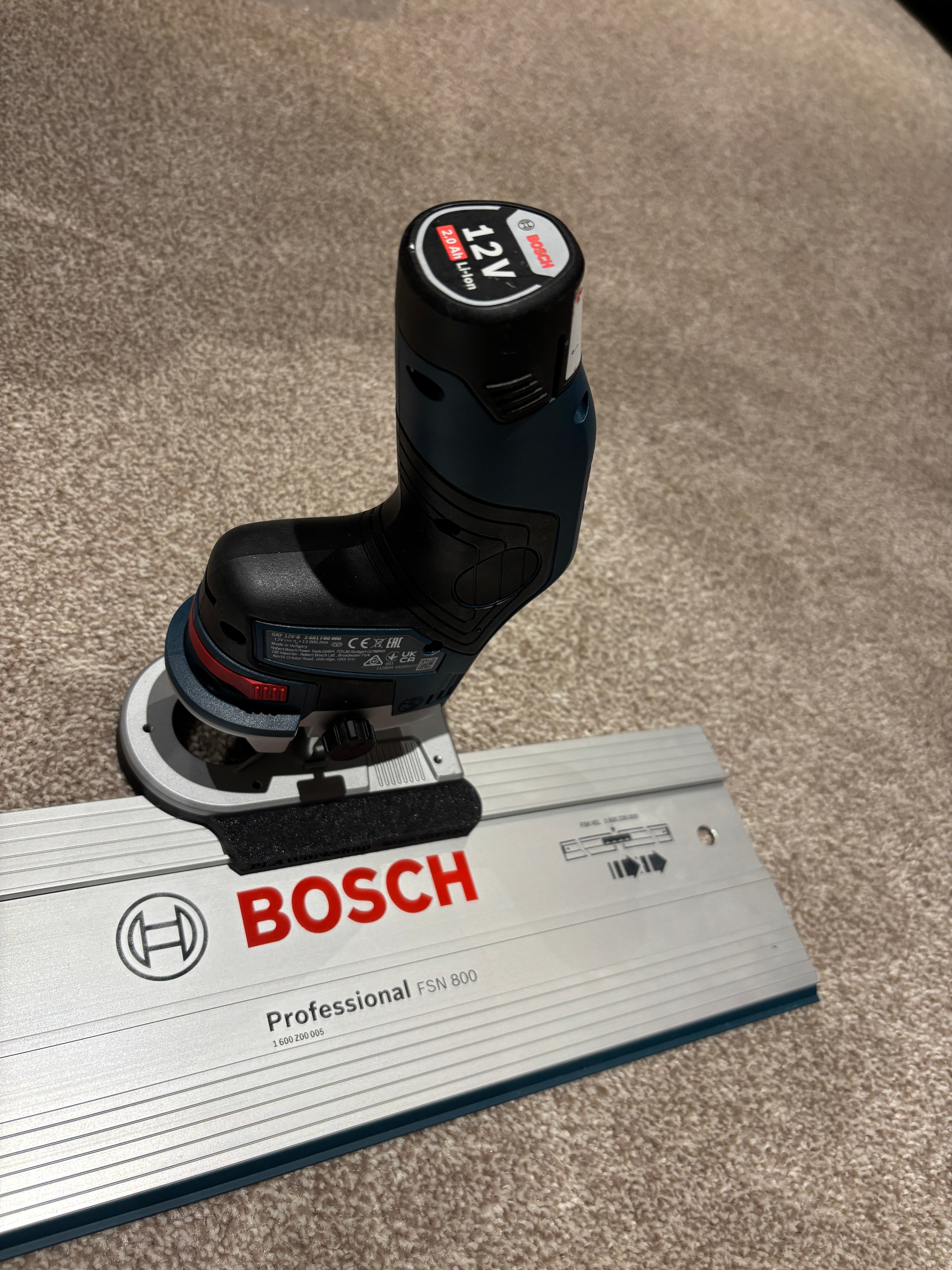 Bosch GKF 12V-8 Cordless Edge Trim Router Base Guide Rail Adapter to B ...