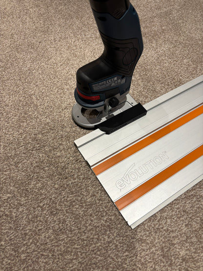 Bosch GKF 12V-8 Cordless Edge Trim Router Base Guide Rail Adapter to Evolution Track / Guide Rail