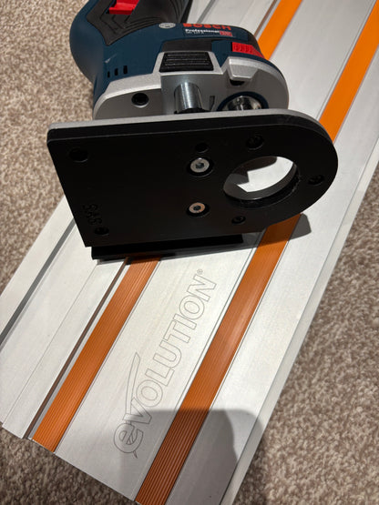 Bosch GKF 12V-8 Cordless Edge Trim Router Base Guide Rail Adapter to Evolution Track / Guide Rail