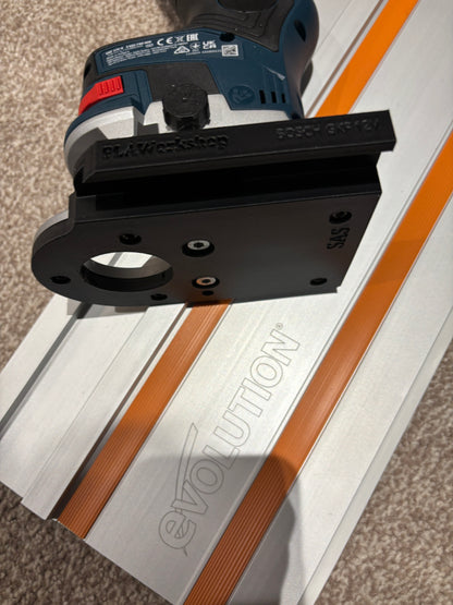Bosch GKF 12V-8 Cordless Edge Trim Router Base Guide Rail Adapter to Evolution Track / Guide Rail