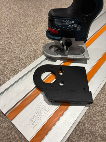 Bosch GKF 12V-8 Cordless Edge Trim Router Base Guide Rail Adapter to Evolution Track / Guide Rail
