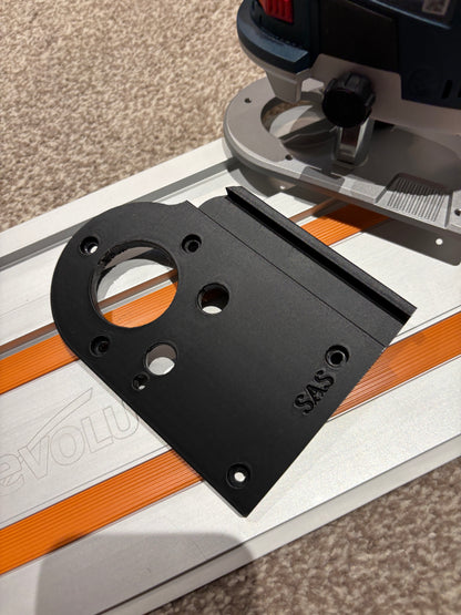 Bosch GKF 12V-8 Cordless Edge Trim Router Base Guide Rail Adapter to Evolution Track / Guide Rail