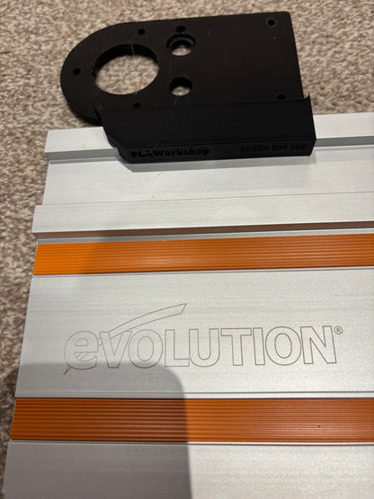 Bosch GKF 12V-8 Cordless Edge Trim Router Base Guide Rail Adapter to Evolution Track / Guide Rail