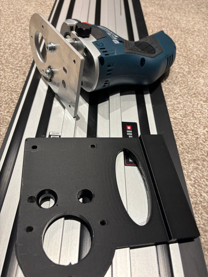 Bosch GKF 12V-8 Cordless Edge Trim Router Base Guide Rail Adapter to Einhell Track / Guide Rail