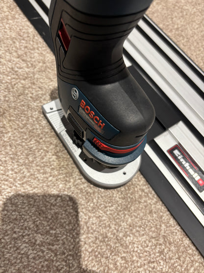 Bosch GKF 12V-8 Cordless Edge Trim Router Base Guide Rail Adapter to Einhell Track / Guide Rail