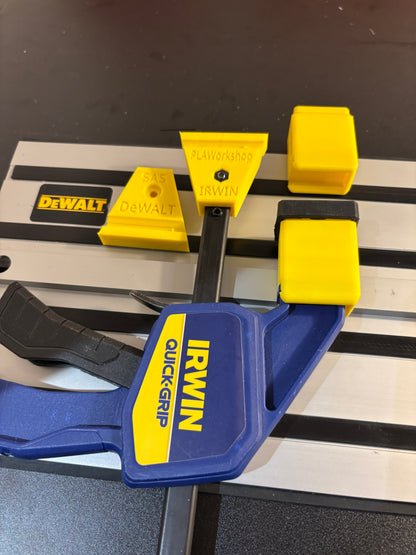 Irwin Quick Grip Clamp Adaptor to fit Dewalt Guide Rail with Riser block- Works with the thinnest of materials - Pair 2x